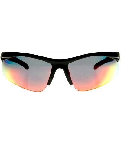 Semi-Rimless Running Cycling Sports Wrap Sunglasses (Black Fire) - C911EIDMB77 $14.49 Rimless