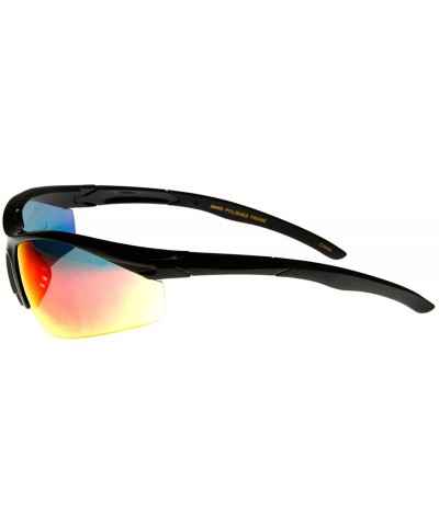 Semi-Rimless Running Cycling Sports Wrap Sunglasses (Black Fire) - C911EIDMB77 $14.49 Rimless