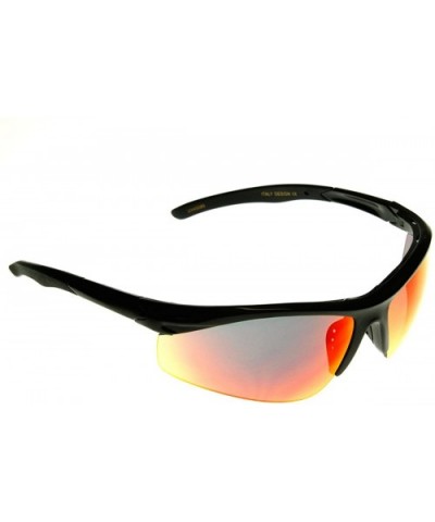 Semi-Rimless Running Cycling Sports Wrap Sunglasses (Black Fire) - C911EIDMB77 $14.49 Rimless