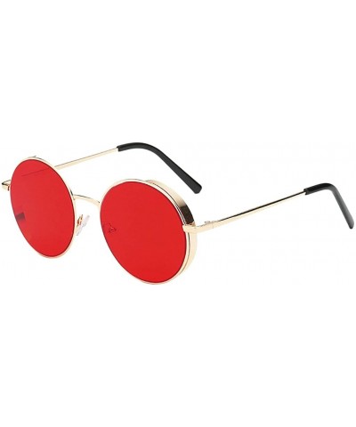 Classic Round Circle Mirrored Sunglasses Unisex Women Men Hippie Glasses - Style 1-red - CI18ZG57DXD $9.55 Round