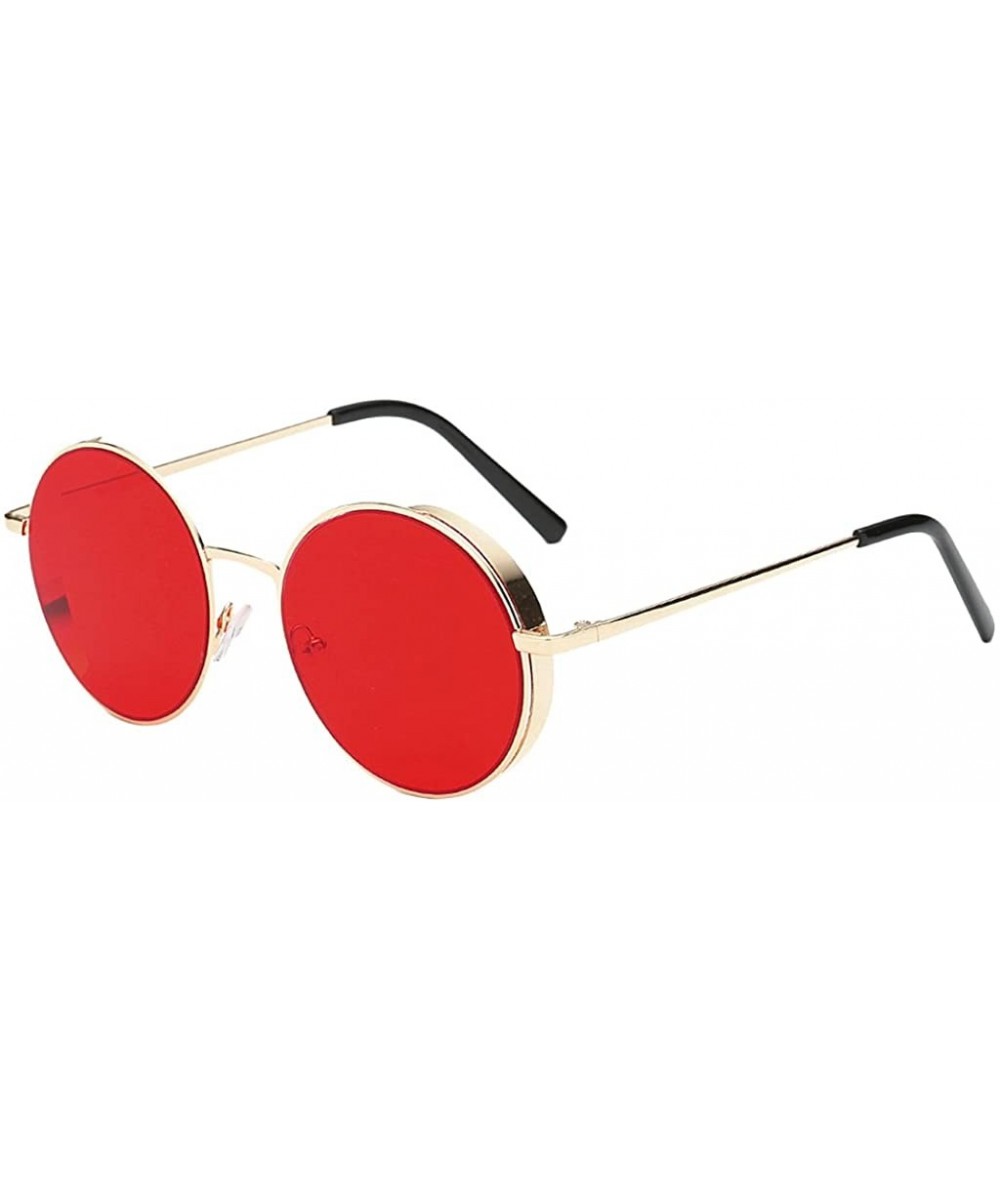 Classic Round Circle Mirrored Sunglasses Unisex Women Men Hippie Glasses - Style 1-red - CI18ZG57DXD $9.55 Round