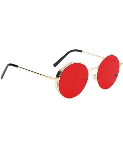 Classic Round Circle Mirrored Sunglasses Unisex Women Men Hippie Glasses - Style 1-red - CI18ZG57DXD $9.55 Round