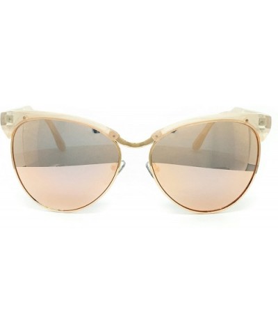 641 Premium Oversize XL Mirrored Cats eye Fashion Sunglasses - Cats Eye - C7184YY8XG7 $13.15 Oversized