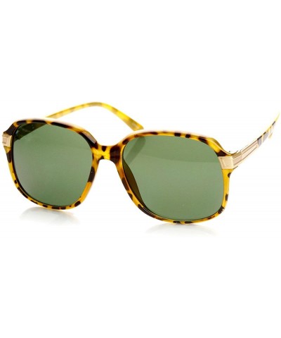 Ladies Fashion Mid Sized Square Frame Womens Sunglasses (Tortoise Green) - CF11E88OZM1 $6.99 Oversized