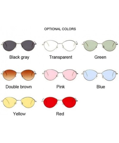 Women Candy Colors Small Oval Sunglasses Metal Frame Female Sun Glasses Clear Pink Lens Shades UV400 - Blue - C119992DMZ0 $8....