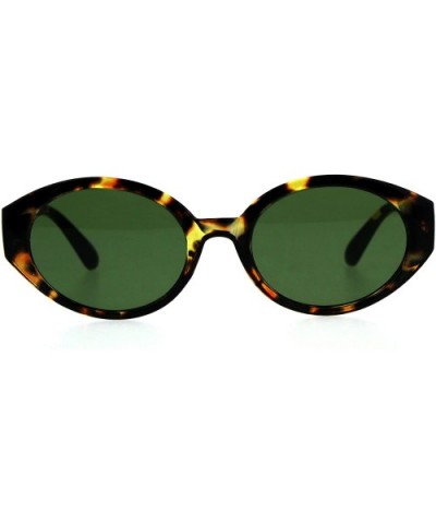 Womens Plastic Oval Mod Round Retro Classic Sunglasses - Tortoise Green - C118CGNDW0Z $6.06 Round