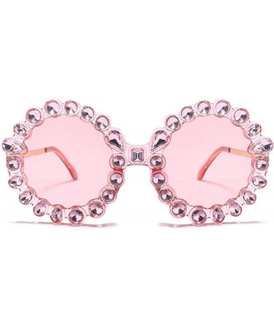 Fashion Round Sunglasses Crystal plastic Frame glasses for women UV400 - Pink - CK18N9GWEQ2 $8.44 Oval