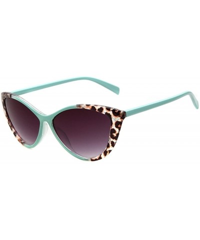 Women's STY-K211 Full Frame Leopard Detail Side Cateye Sunglasses - Green - C912G5T34BN $7.69 Rectangular