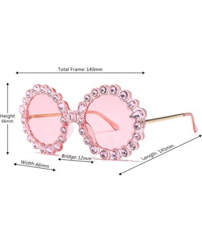 Fashion Round Sunglasses Crystal plastic Frame glasses for women UV400 - Pink - CK18N9GWEQ2 $8.44 Oval