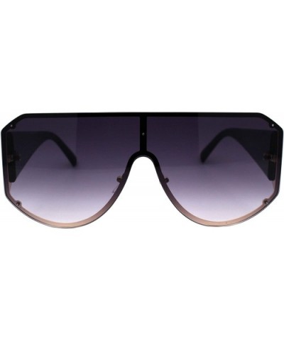 Oversized Shield Sunglasses Flat Top Unisex Modern Fashion Shades UV 400 - Gold Black (Smoke) - CT19845CULU $11.51 Oversized