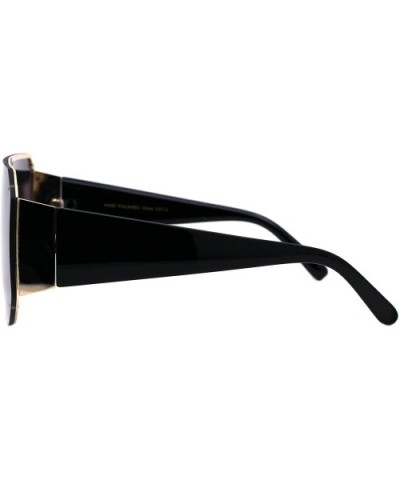 Oversized Shield Sunglasses Flat Top Unisex Modern Fashion Shades UV 400 - Gold Black (Smoke) - CT19845CULU $11.51 Oversized