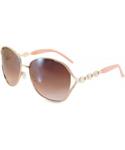 Luxury Chic Metal Chain Open Temple Butterfly Oversize Sunglasses A046 - Pink/ Brown - CJ187K57N2D $9.17 Square