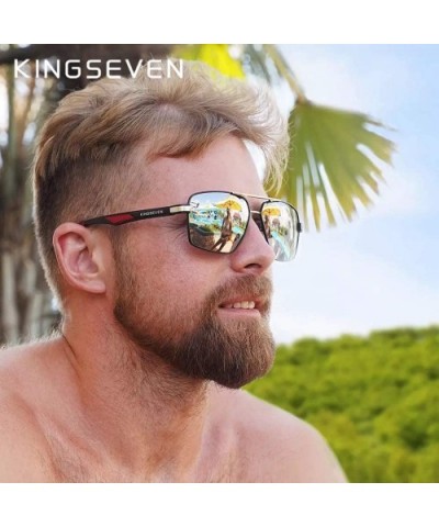 Genuine quality square sunglasses men fashion polarized and UV400 Ultra light Al-Mg - Brown - CU18X0E7GE9 $22.04 Rectangular