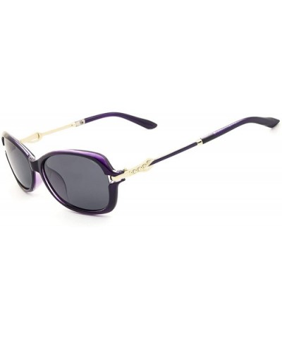 Women's Classic Anti-glare Polarized UV 400 Protection Driving Sunglasses - Purple Frame Gray Lens - CQ18SXRKGI7 $10.25 Oval