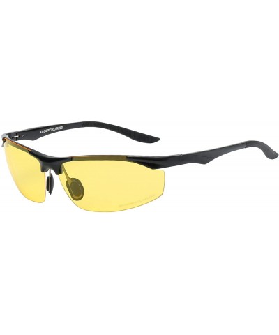 Polarized Rectangular Al-Mg Metal Half Frame Driving Sport Sunglasses For Men - CO18HM8CM45 $12.74 Rectangular
