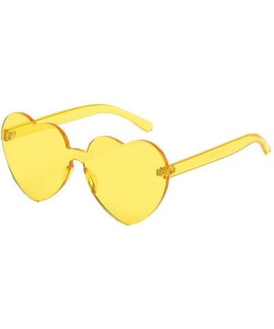 Heart Shaped Rimless Sunglasses Transparent Tinted Candy Color Eyewear Frameless Glasses - Yellow - CD1953MW8WN $22.45 Rimless