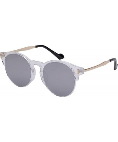 Semi Rimless Round P3 Flat Lens Sunglasses 32125TT-FLREV - Clear - CK12DG5WBO5 $7.58 Rimless