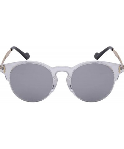 Semi Rimless Round P3 Flat Lens Sunglasses 32125TT-FLREV - Clear - CK12DG5WBO5 $7.58 Rimless