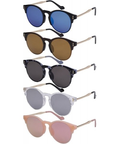 Semi Rimless Round P3 Flat Lens Sunglasses 32125TT-FLREV - Clear - CK12DG5WBO5 $7.58 Rimless