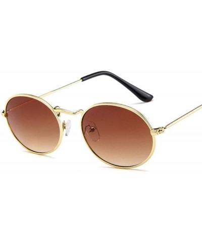 2019 Oval Women Sunglasses Men Glasses Lady Luxury Retro Metal Sun Green - Tea - CB18YLXCOTT $6.43 Oval