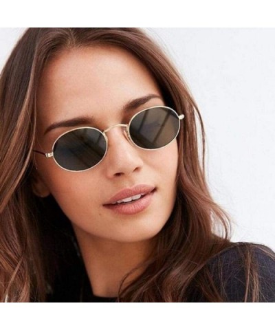 2019 Oval Women Sunglasses Men Glasses Lady Luxury Retro Metal Sun Green - Tea - CB18YLXCOTT $6.43 Oval