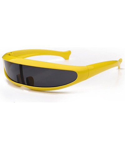 Futuristic Cyclops Sunglasses For Children Cosplay Narrow Cyclops Party Favor Shield Wrap Glasses - Yellow - C7189OLEYEX $5.7...