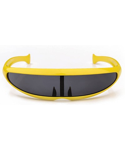 Futuristic Cyclops Sunglasses For Children Cosplay Narrow Cyclops Party Favor Shield Wrap Glasses - Yellow - C7189OLEYEX $5.7...