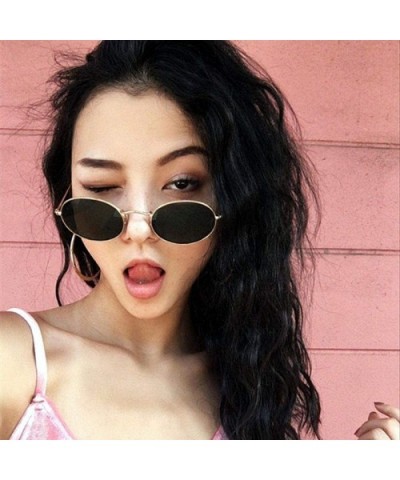 2019 Oval Women Sunglasses Men Glasses Lady Luxury Retro Metal Sun Green - Tea - CB18YLXCOTT $6.43 Oval