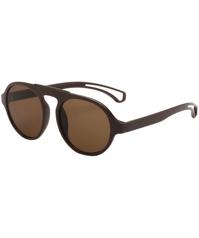 Round Oversized Sunglasses for Women Men Flat Top Fashion Shades Plastic Frame UV400 - E - CU18U8YRYDD $7.49 Round