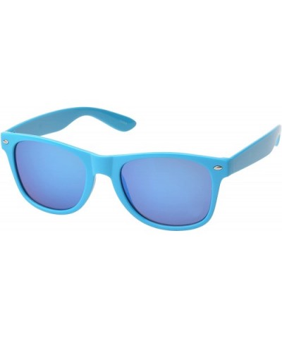 Retro Square Fashion Sunglasses in Black Frame Blue Lenses - Blue-blue - CG11OJZAALB $5.01 Round