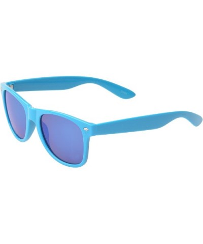 Retro Square Fashion Sunglasses in Black Frame Blue Lenses - Blue-blue - CG11OJZAALB $5.01 Round