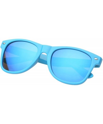 Retro Square Fashion Sunglasses in Black Frame Blue Lenses - Blue-blue - CG11OJZAALB $5.01 Round