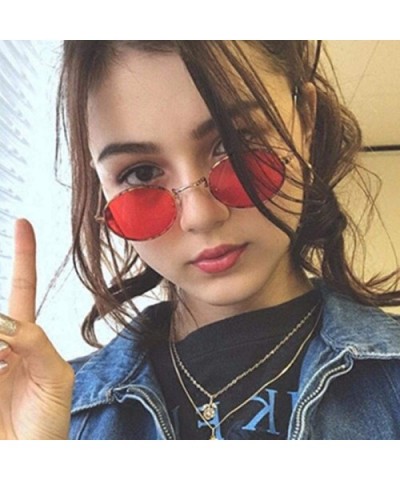 2019 Oval Women Sunglasses Men Glasses Lady Luxury Retro Metal Sun Green - Tea - CB18YLXCOTT $6.43 Oval