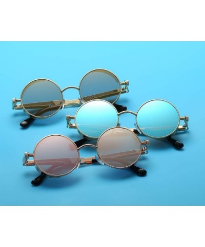 Vintage Steampunk Retro Metal Round Circle Frame Sunglasses - C19 ice Blue Lens/Black Frame - CW18QSYLI0W $9.91 Aviator