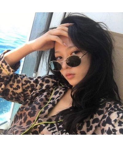 2019 Oval Women Sunglasses Men Glasses Lady Luxury Retro Metal Sun Green - Tea - CB18YLXCOTT $6.43 Oval