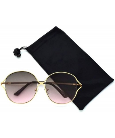 Oversize Round Flat Lens Sunglasses P4183 - Gold Purple/Pink - CQ18SCYQ6N5 $7.32 Oversized