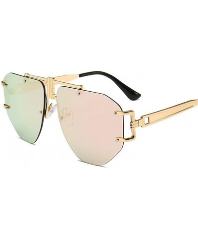 Fashion New Cut Edge Big Frame Retro Punk Style Wind Unisex Sunglasses - Pink - CT18N090LE0 $6.29 Butterfly