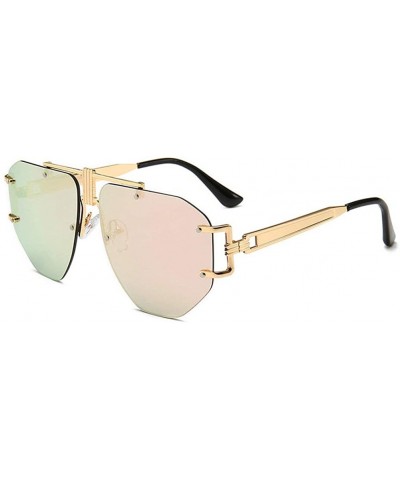 Fashion New Cut Edge Big Frame Retro Punk Style Wind Unisex Sunglasses - Pink - CT18N090LE0 $6.29 Butterfly