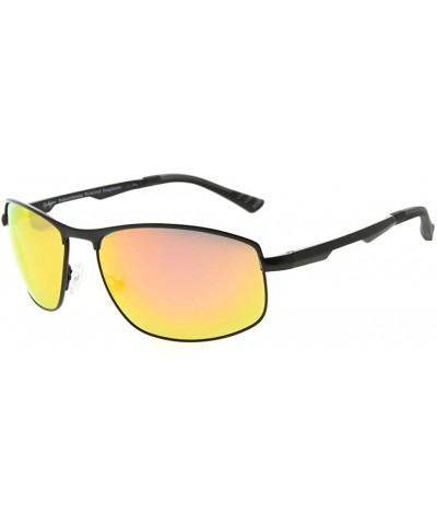 Metal Frame Spring Hinges Polycarbonate Lens Polarized Sunglasses Men Women - Black/Red Mirror - CO186L63I39 $30.04 Rectangular