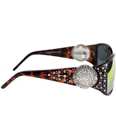 Womens Rhinestone Concho Sunglasses (BROWN CHEETAH - COLORED) - CJ182E7RYS7 $20.68 Rectangular