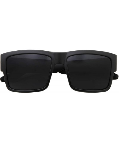 Square Black Super Dark Sunglasses - Men Women - Stylish Modern Model Gangster - Black - C6196CC3W65 $7.50 Round