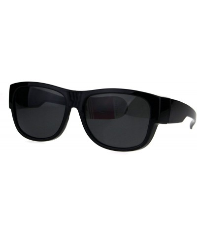 Polarized Mens Fitover 55mm Light Weight Rectangular Sunglasses - Shiny Black - C018630ME94 $7.56 Rectangular