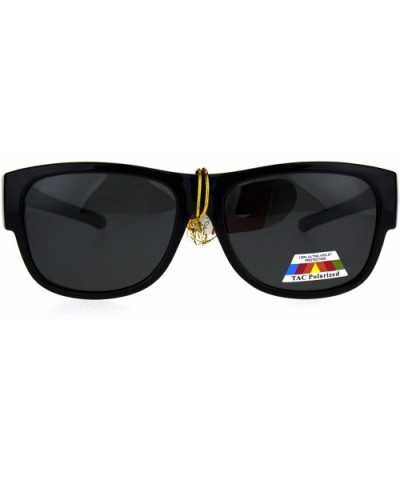 Polarized Mens Fitover 55mm Light Weight Rectangular Sunglasses - Shiny Black - C018630ME94 $7.56 Rectangular