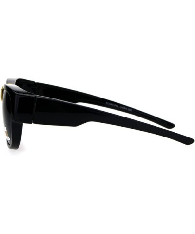 Polarized Mens Fitover 55mm Light Weight Rectangular Sunglasses - Shiny Black - C018630ME94 $7.56 Rectangular