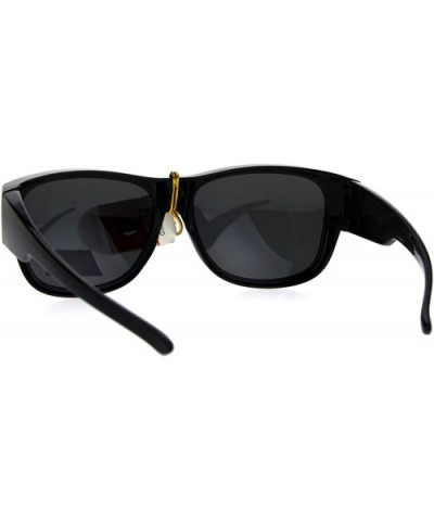 Polarized Mens Fitover 55mm Light Weight Rectangular Sunglasses - Shiny Black - C018630ME94 $7.56 Rectangular