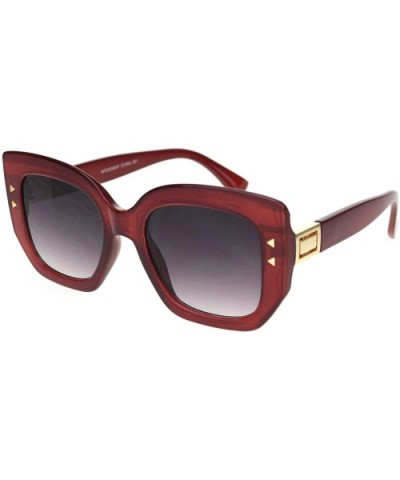 Womens Mod Angular Squared Thick Plastic Butterfly Diva Sunglasses - Burgundy Black - CQ18OE65NWM $10.81 Butterfly