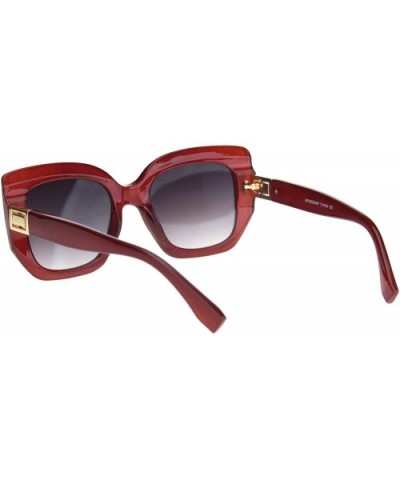 Womens Mod Angular Squared Thick Plastic Butterfly Diva Sunglasses - Burgundy Black - CQ18OE65NWM $10.81 Butterfly