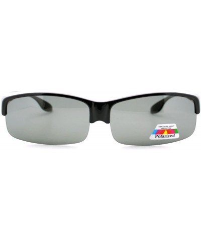 Polarized Oversize Exposed Lens Half Rim Fit Over Sunglasses - Black - CA11YHJ89Q9 $6.76 Oversized