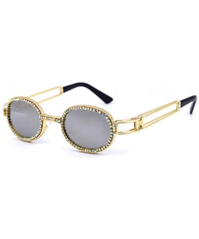 Oval Metal Frame Retro Sunglasses Rhinestone Sunglasses - 3 - CI190E52KDC $26.95 Oval