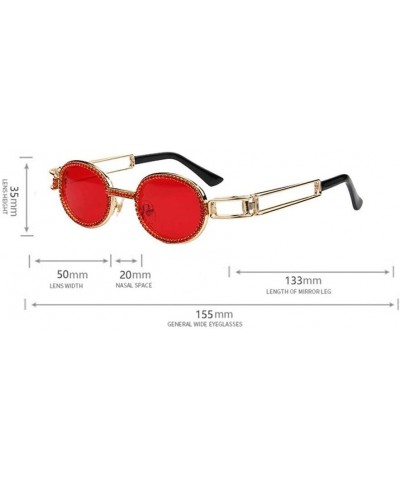 Oval Metal Frame Retro Sunglasses Rhinestone Sunglasses - 3 - CI190E52KDC $26.95 Oval